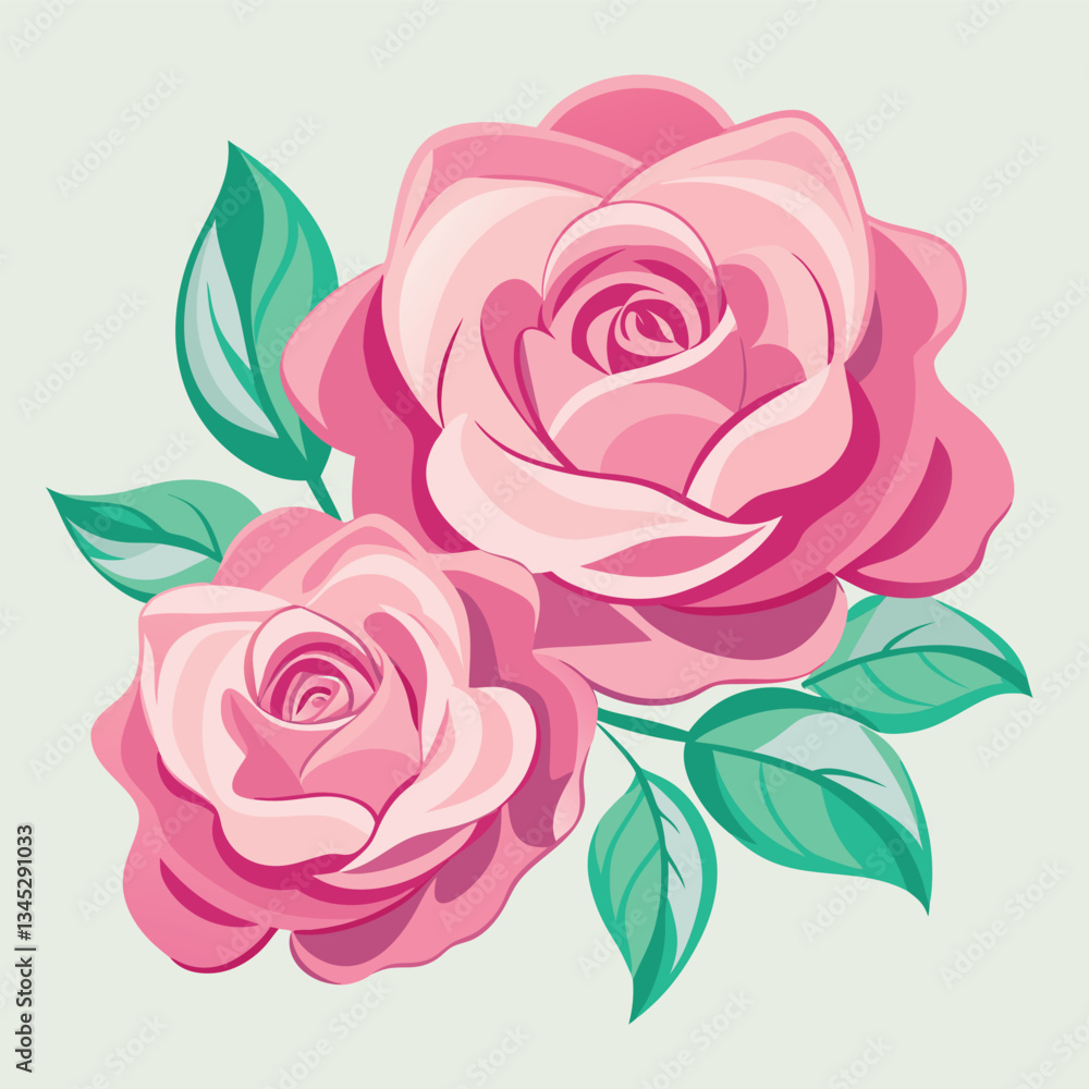 Pastel Pink Rose Vector Illustration with Soft Hues and Subtle Details Pastel Pink Rose Vector Illustration with Soft Hues and Subtle Details
