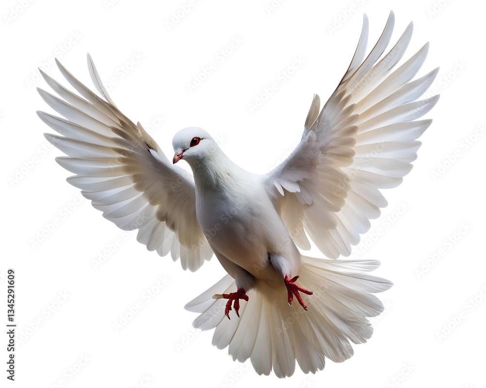 Fototapeta premium white dove flying isolated on transparent background