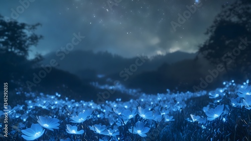 A snow-laden Christmas tree stands against a winter mountain landscape under a cloudy sky