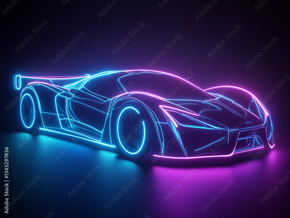 Futuristic Neon Speed Car in Motion.vector Futuristic Neon Speed Car in Motion.vector