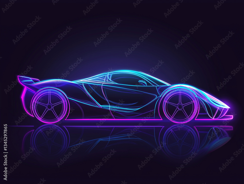 Futuristic Neon Speed Car in Motion.vector Futuristic Neon Speed Car in Motion.vector