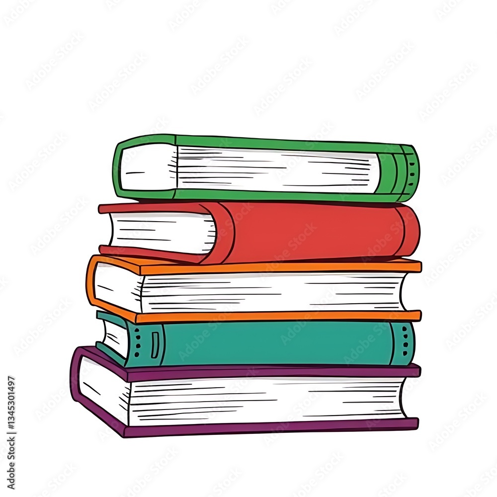 Fototapeta premium Illustration of Four Colorful Books Perfect for Study Themes