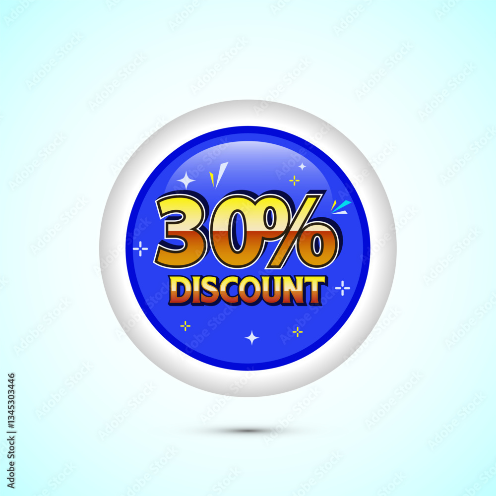 Fototapeta premium 30 percent discount button, Sale offer sign. Special offer symbol. Discount promotion