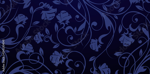 floral pattern with flowers roses decorative dark blue backgrounds for wallpapers the bedroom, patterned fills, webs pages, surface textures, books covers, fabrics printing textiles. tile linen swatch