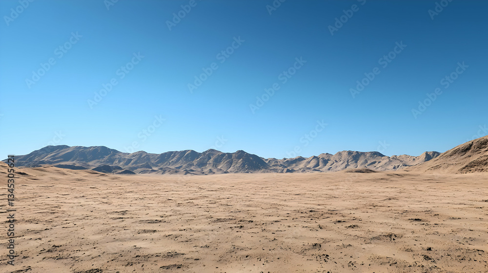 Vast Empty Desert Landscape Under Clear Sky Vast Empty Desert Landscape Under Clear Sky