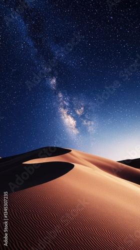 Desert landscape photography under starry night sky milky way galaxy sand dunes adventure travel nature scenic views