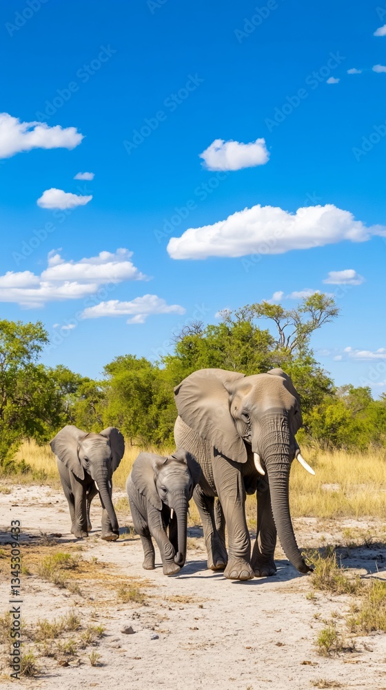 Fototapeta premium Elephant Family African Savanna Wildlife Nature