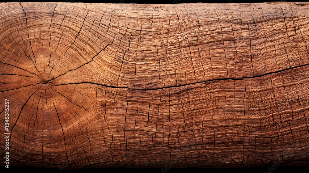 Fototapeta premium Close Up View Of Brown Wooden Plank With Cracks And Grain