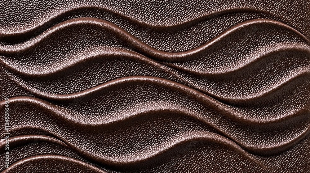 Naklejka premium Textured brown leather showing elegant wave patterns and rich tones