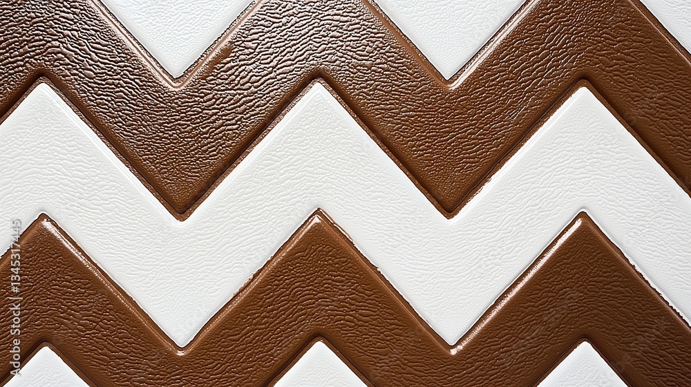 Fototapeta premium Brown and white zigzag pattern on textured surface enhances interior decor
