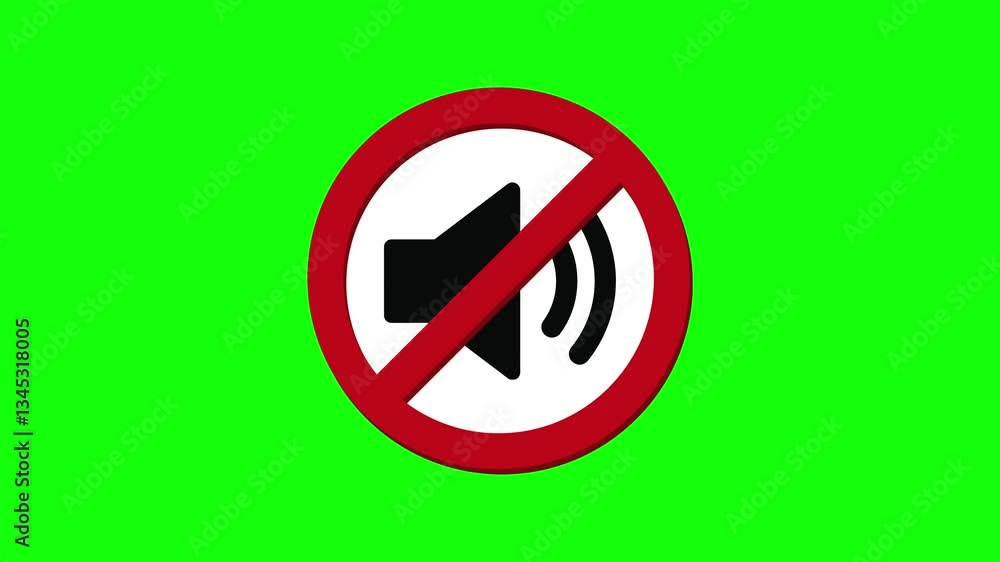 No Sound Speaker Muted Icon on Green Background, Audio Volume Off Prohibited Sign, High-Quality Design Animation, 4K No Sound Speaker Muted Icon on Green Background, Audio Volume Off Prohibited Sign, High-Quality Design Animation, 4K