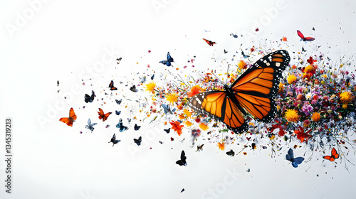 Colorful Butterfly Explosion Abstract Design