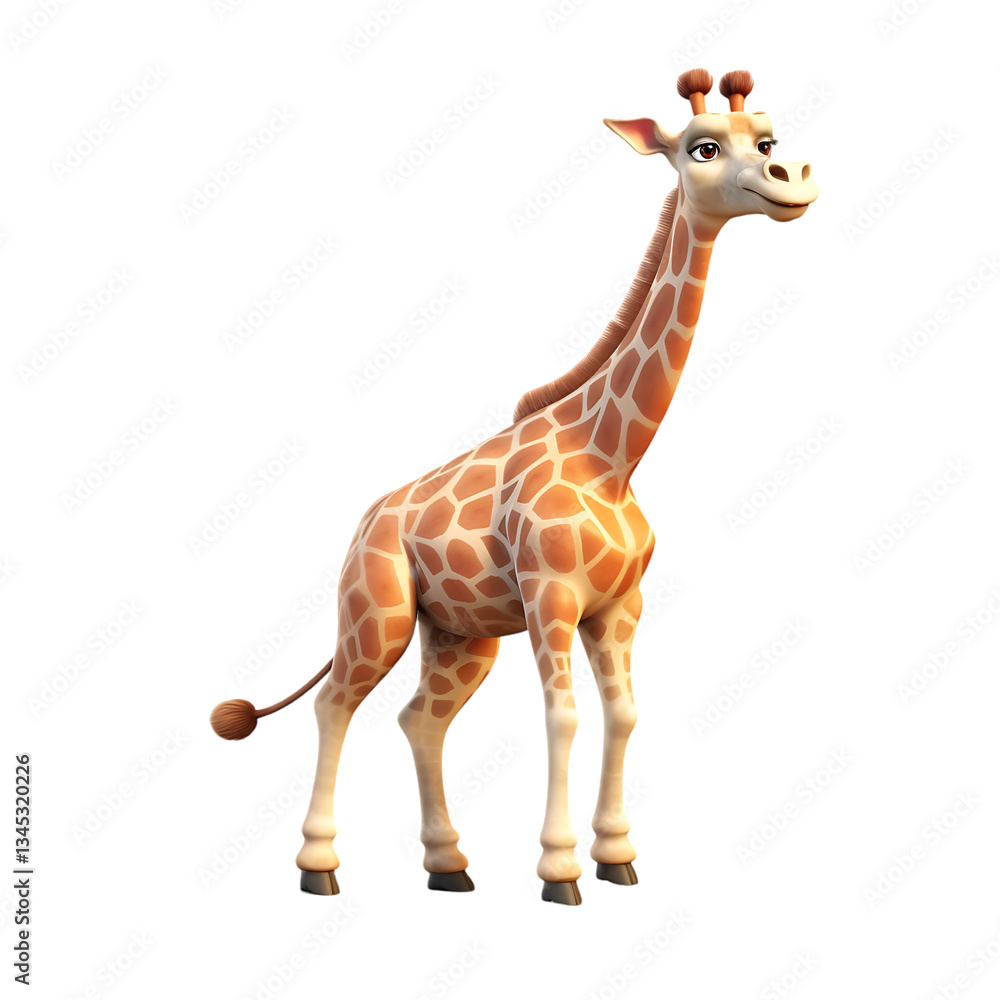 Obraz premium A giraffe is standing isolated on transparent background