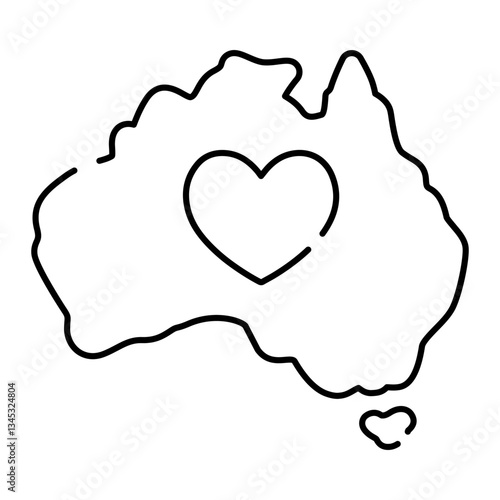 Proud to be Australian owned, Local business identity, Australian brand, National business pride. Vector Editable Stroke Icon.