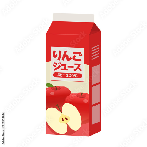 紙パックのリンゴジュース_ベクターイラスト