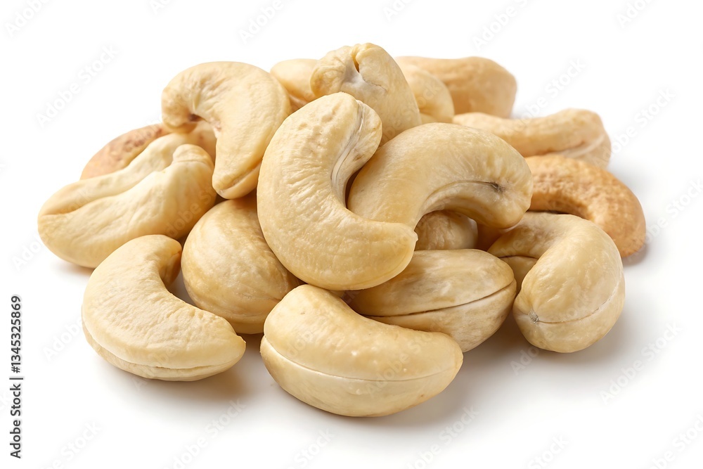 Fototapeta premium Pile of cashew nuts isolated on white background
