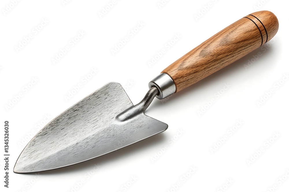 Gardening trowel with wooden handle isolated on white background Gardening trowel with wooden handle isolated on white background