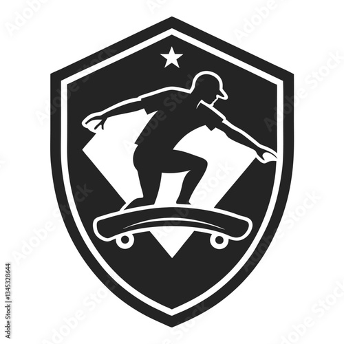 Abstract Silhouette Badge Label Logo for Skateboarding Enthusiasts