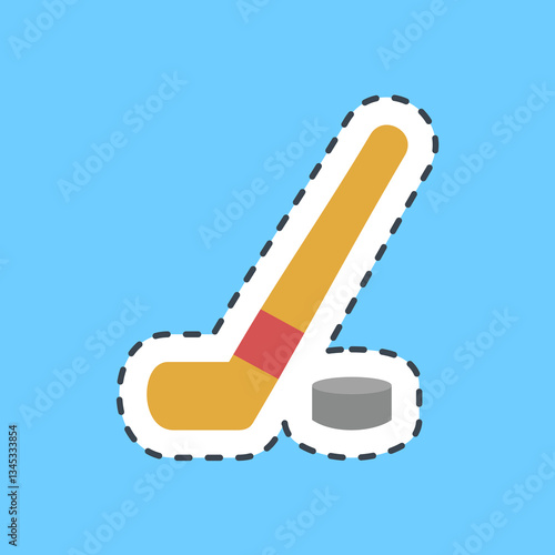 Cutting line sticker hockey. Sports elements.