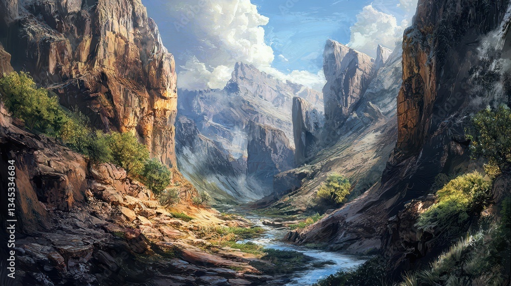 Fototapeta premium Dramatic Deep Canyon Landscape with Stunning Rock Formations