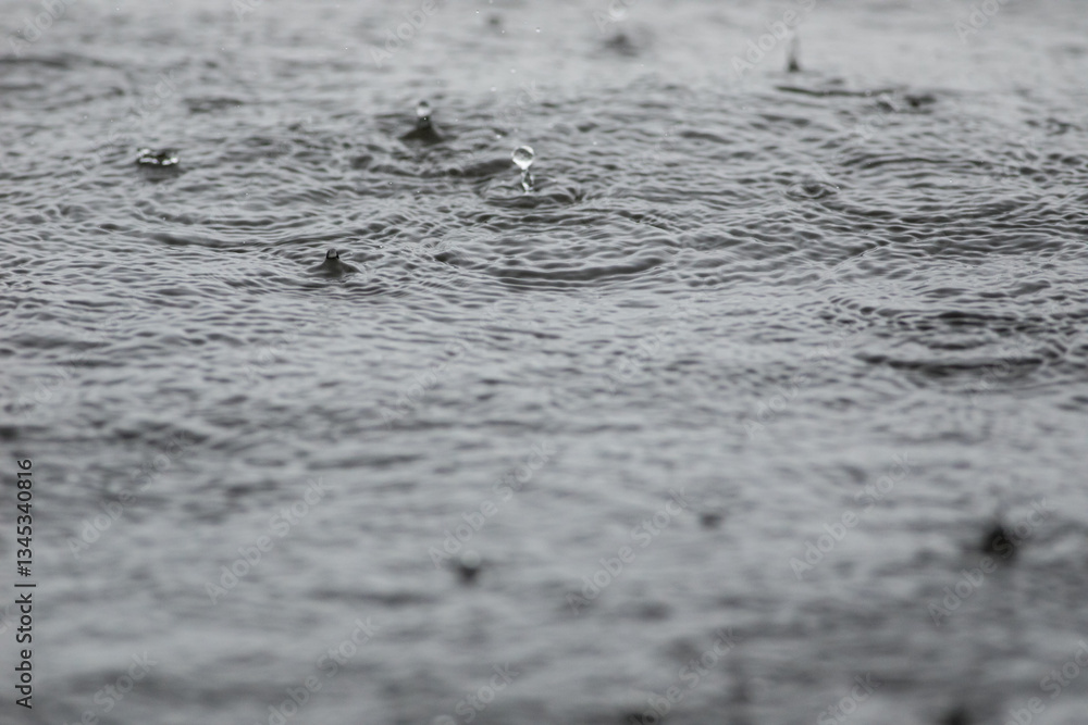 Raindrop texture in the middle of the lake