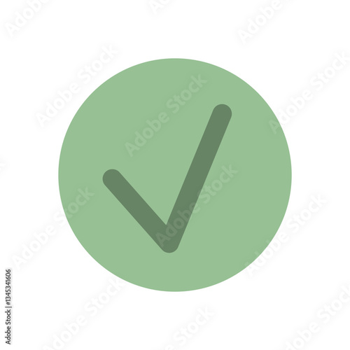 Checkmark symbolizes success. This icon represents approval and validation. Positive assurance in a round shape, flat vector graphic design, suitable for business and communication contexts.