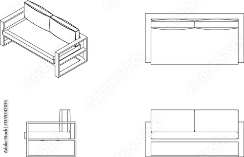 vector sketch illustration of sofa chair design for living room interior home