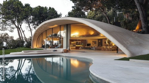 Wallpaper Mural Unique Modern Dome House with Futuristic Design by the Pool Torontodigital.ca