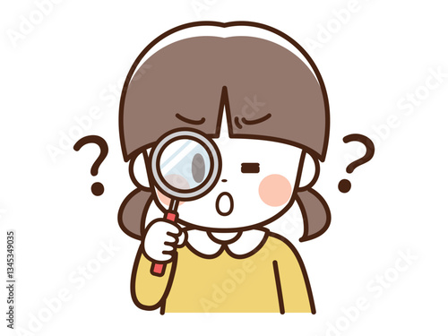 こども_虫眼鏡を覗く女の子_？？