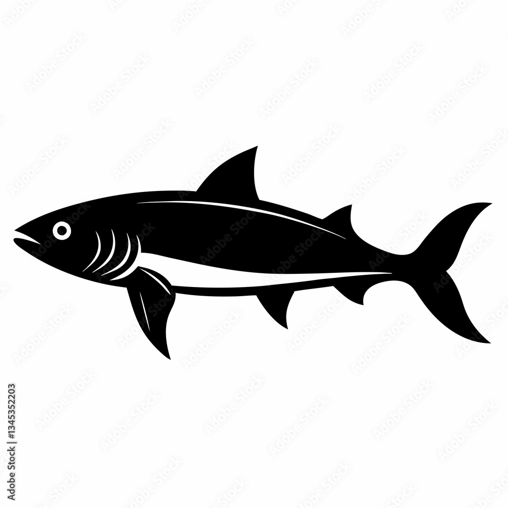 Simple Tarpon Silhouette Vector on White Background Simple Tarpon Silhouette Vector on White Background