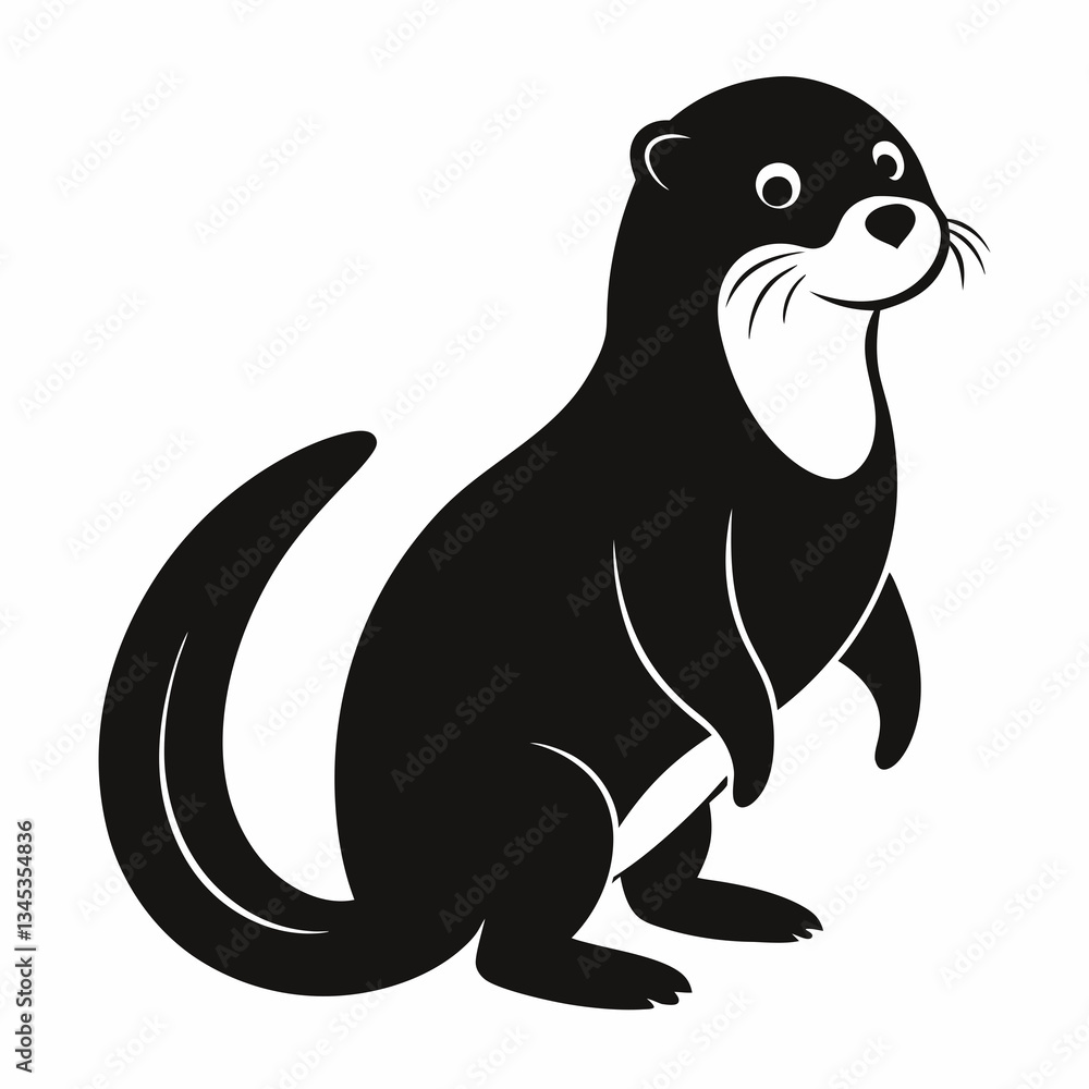 Sea Otter Silhouette Vector on White Background Sea Otter Silhouette Vector on White Background