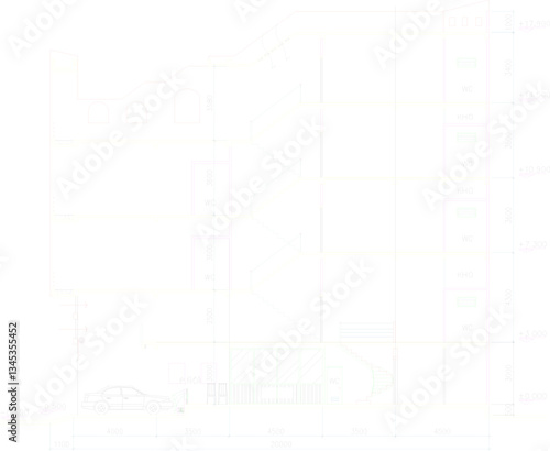 vector sketch illustration of architectural design of modern multi-storey house building with scale size