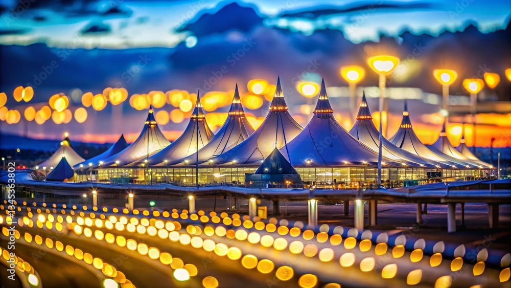 Denver Airport Bokeh Lights, Stunning Night Photography, Colorado Travel