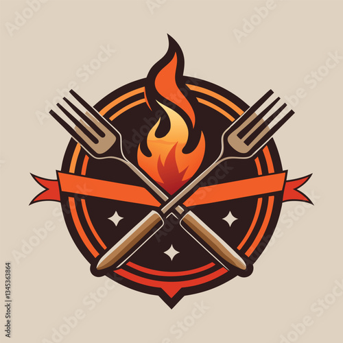 Vintage Barbeque Grill with Fork by the Fireside