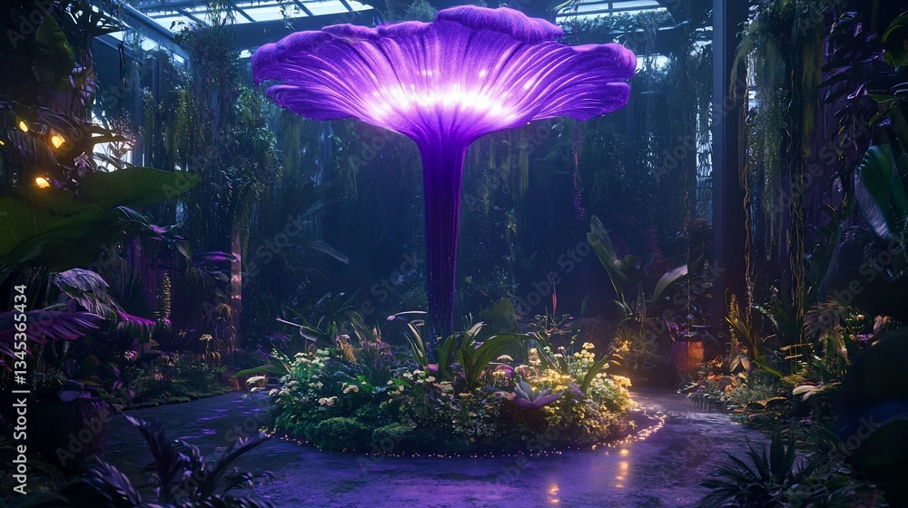 Fototapeta premium Enchanted Bioluminescent Flora: A Glowing Oasis of Botanical Wonder
