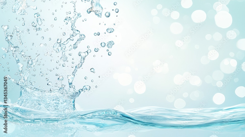 Dynamic water splash on vibrant blue background, a captivating display of liquid motion Dynamic water splash on vibrant blue background, a captivating display of liquid motion