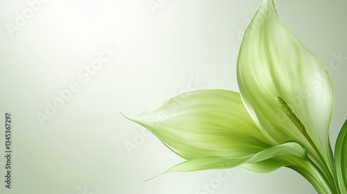 Vibrant green flower on pristine white background, a stunning closeup for nature lovers
