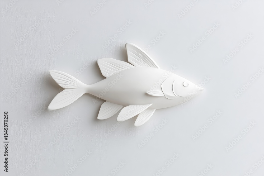 Obraz premium Minimalist white fish sculpture