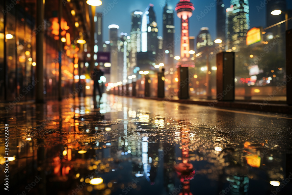 As rain cascades down, city undergoes a metamorphosis, with glistening streets mirroring kaleidoscope of vibrant city lights, giving birth to an unparalleled urban ambiance As rain cascades down, city undergoes a metamorphosis, with glistening streets mirroring kaleidoscope of vibrant city lights, giving birth to an unparalleled urban ambiance