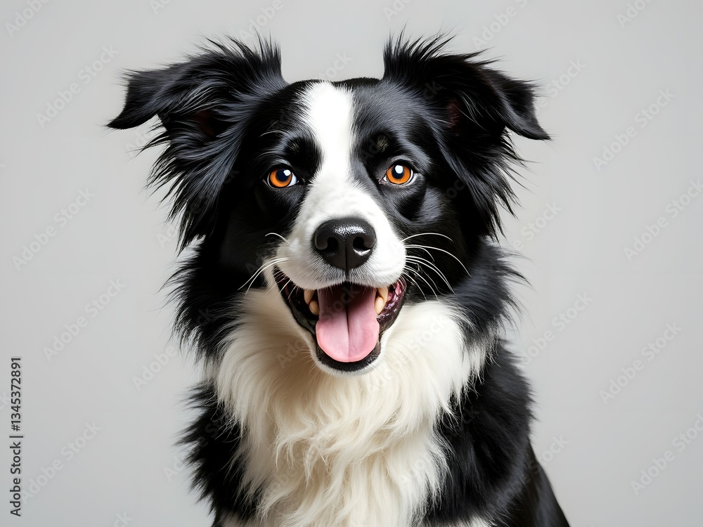 Border Collie dog isolated on soft, neutral gray background, pet dog, dog breed Border Collie dog isolated on soft, neutral gray background, pet dog, dog breed