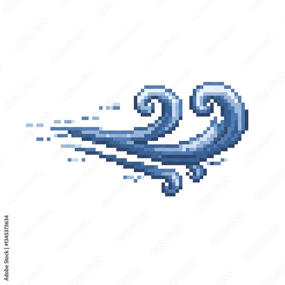 Fototapeta premium A gust of wind. Pixel style. White background.