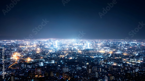 Wallpaper Mural Night City Lights Aerial View Torontodigital.ca