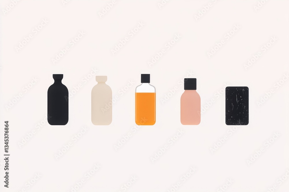 Cosmetic bottles and containers in various colors