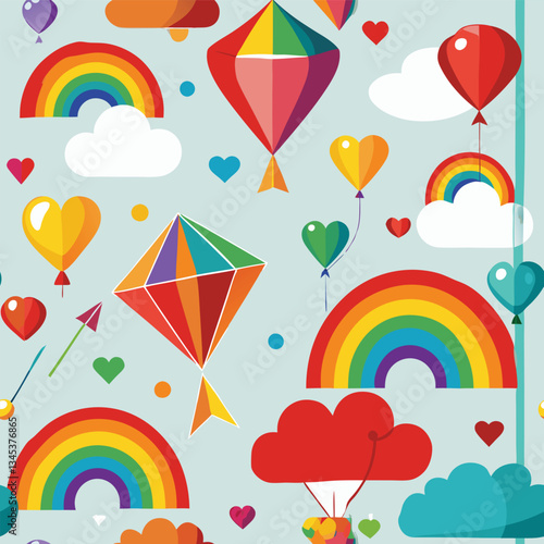 Hand-Drawn Kite Wall Art Adorning a Children's Room