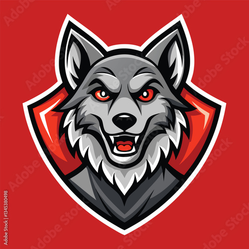 Fierce Wolf Mascot Baseball Team Logo Vector Illustration
