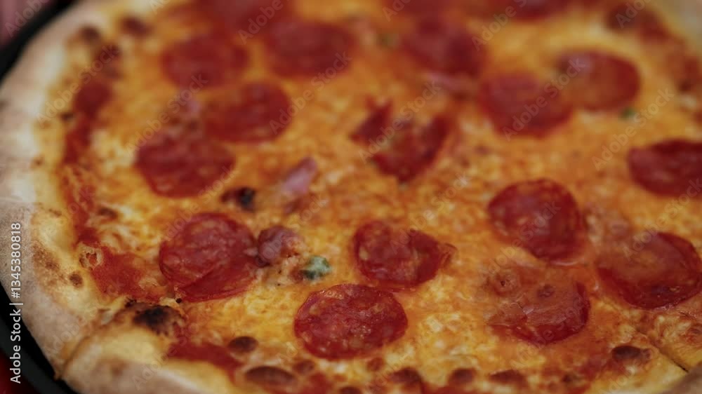 Rotating Pepperoni Pizza Close-Up Rotating Pepperoni Pizza Close-Up