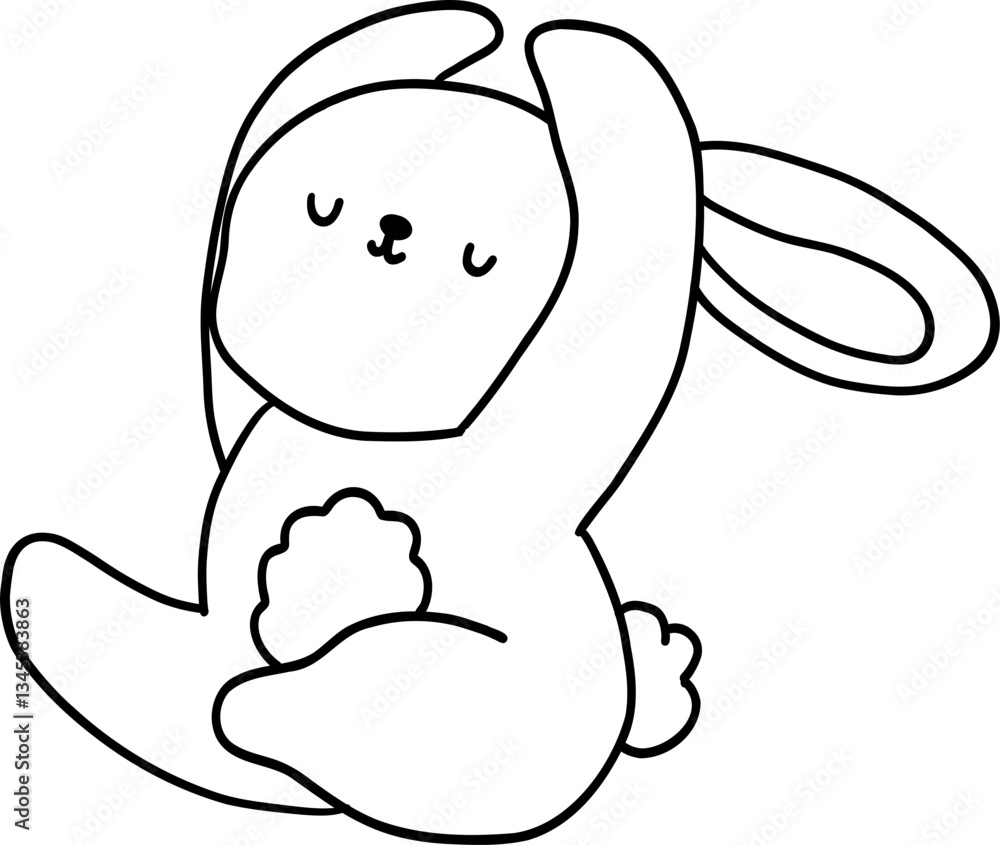 White Rabbit in Animal Yoga for Relaxation and Meditation - Hand Drawn Vector for World Yoga Day White Rabbit in Animal Yoga for Relaxation and Meditation - Hand Drawn Vector for World Yoga Day