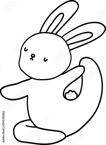 White Rabbit in Animal Yoga for Relaxation and Meditation - Hand Drawn Vector for World Yoga Day