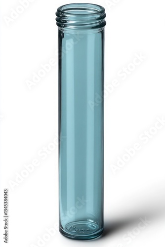 Teal-colored glass cylinder container