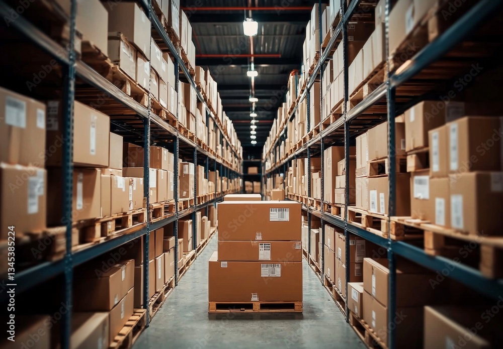 Fototapeta premium Forklift Operations in a Warehouse Environment